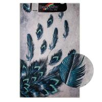 Коврик дизайнерский, синие перья, одинарный, 550 х 900 мм